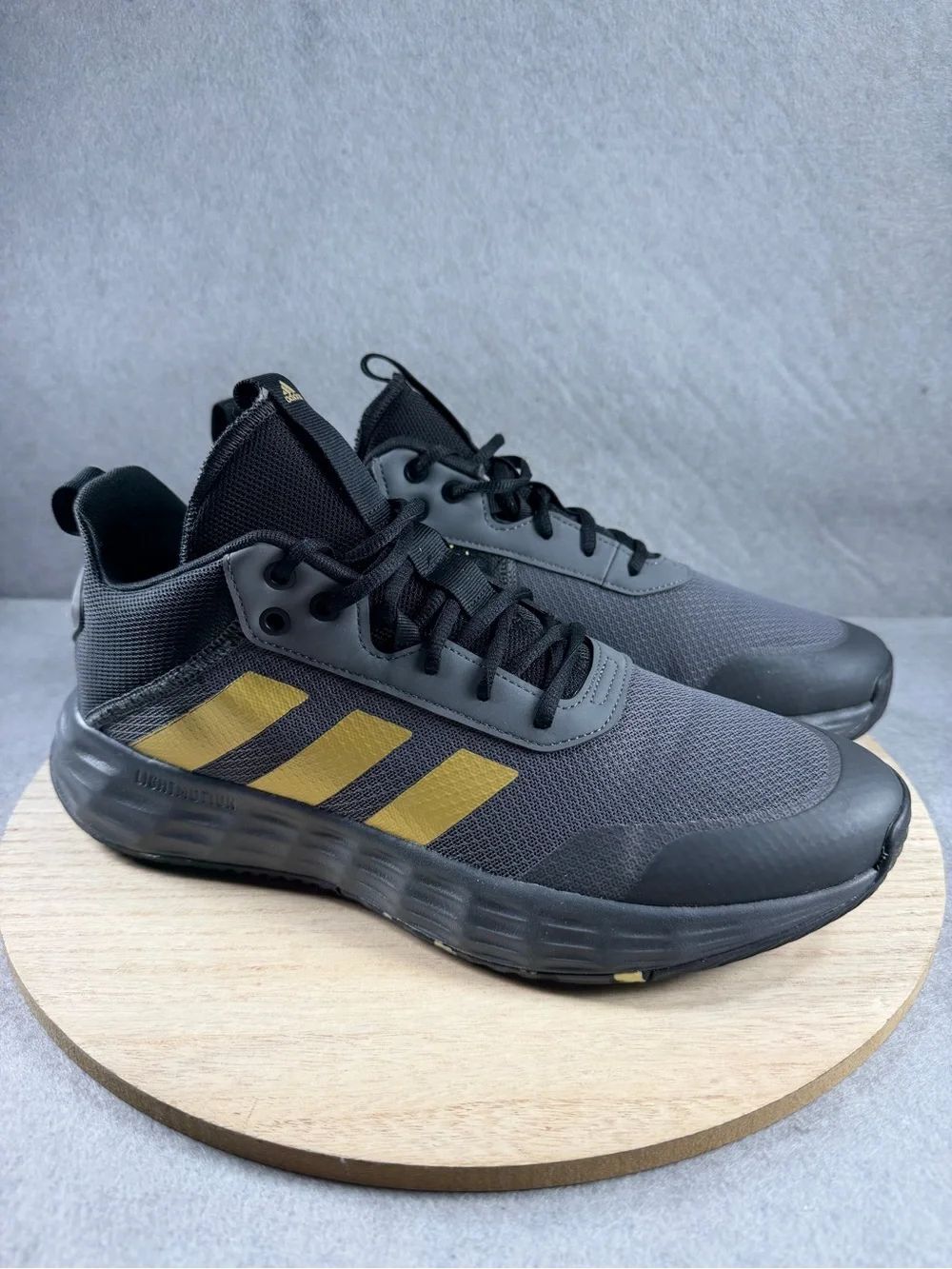 Adidas Lightmotion Black Gold Athletic Running Sneakers Men Size 13